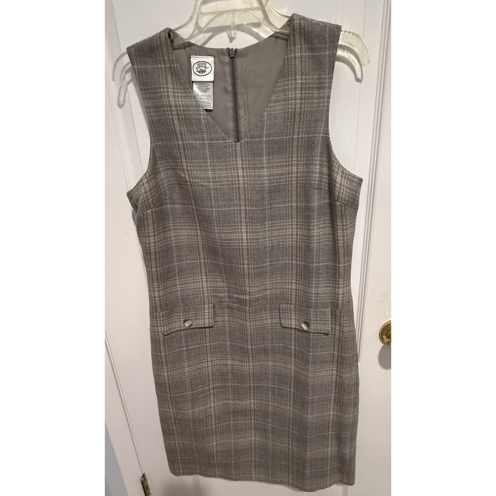 Laura Ashley Wool Tweed Tartan Plaid Lambswool Sheath‎ Jumper Dress Sz 12 Vtg